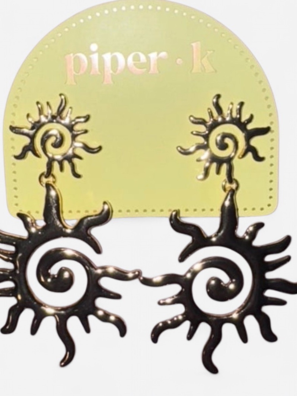 Piper K Gold Sun Spiral Drop Earrings